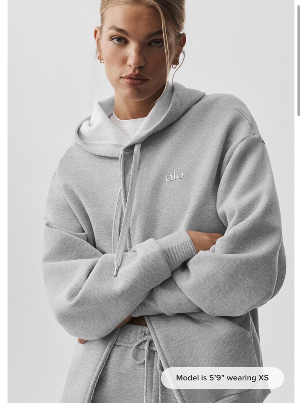 Alo Yoga Accolade Full Zip Hoodie in Heather Gray XL